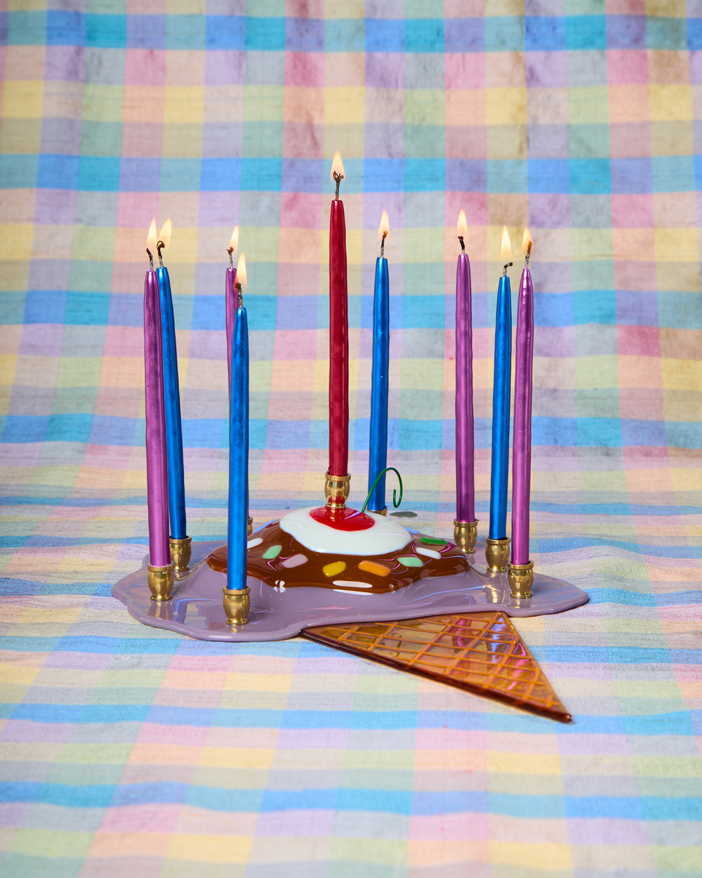 Colorful Metallic Menorah Candles