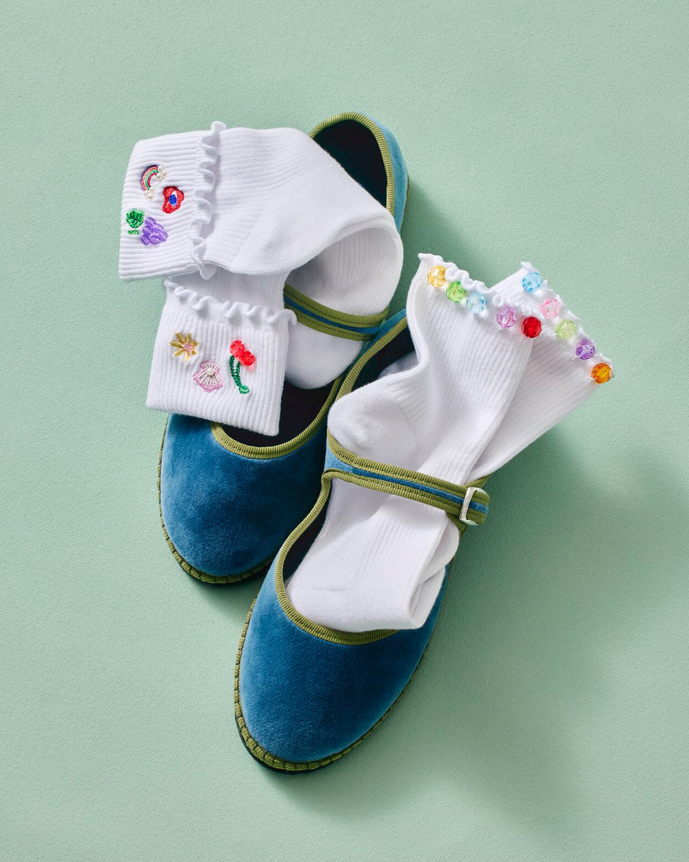 Bombas x SA Embellished Ruffle Rib Quarter Socks