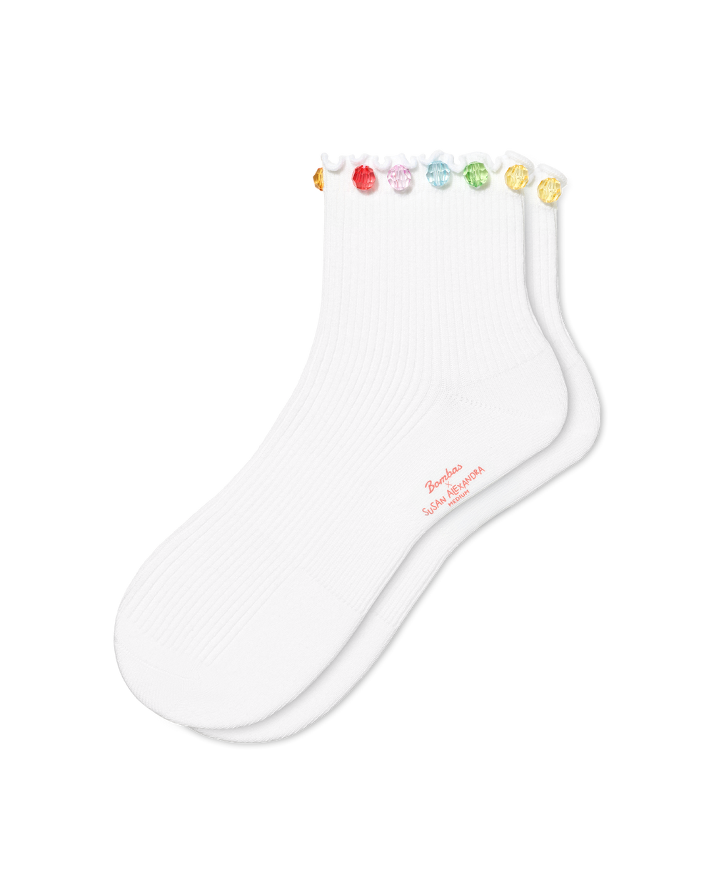 Bombas x SA Embellished Ruffle Rib Quarter Socks
