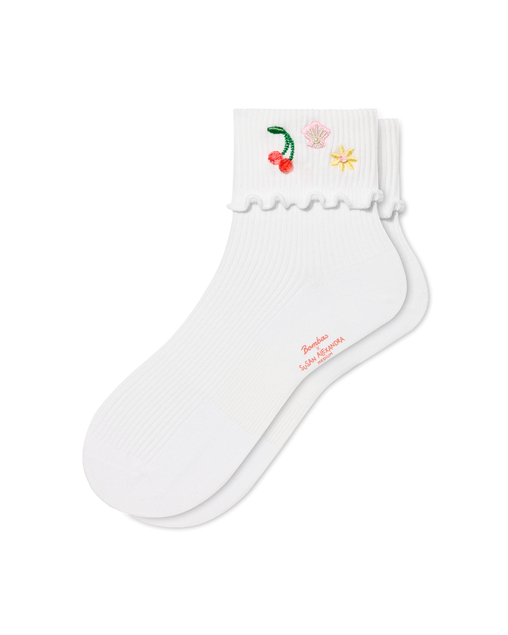 Bombas x SA Embellished Ruffle Rib Quarter Socks