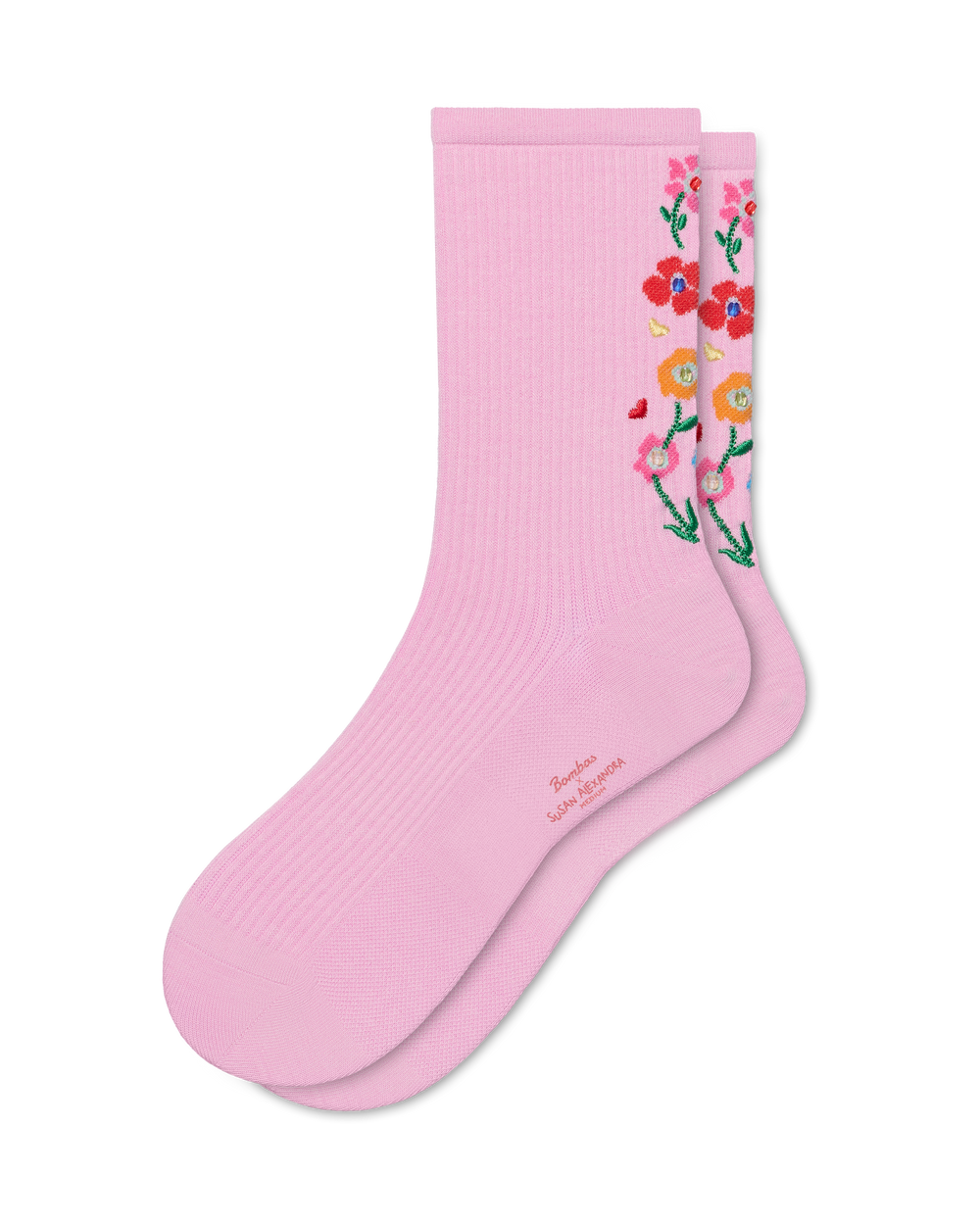 Bombas x SA Floral Embroidered Half Calf Socks