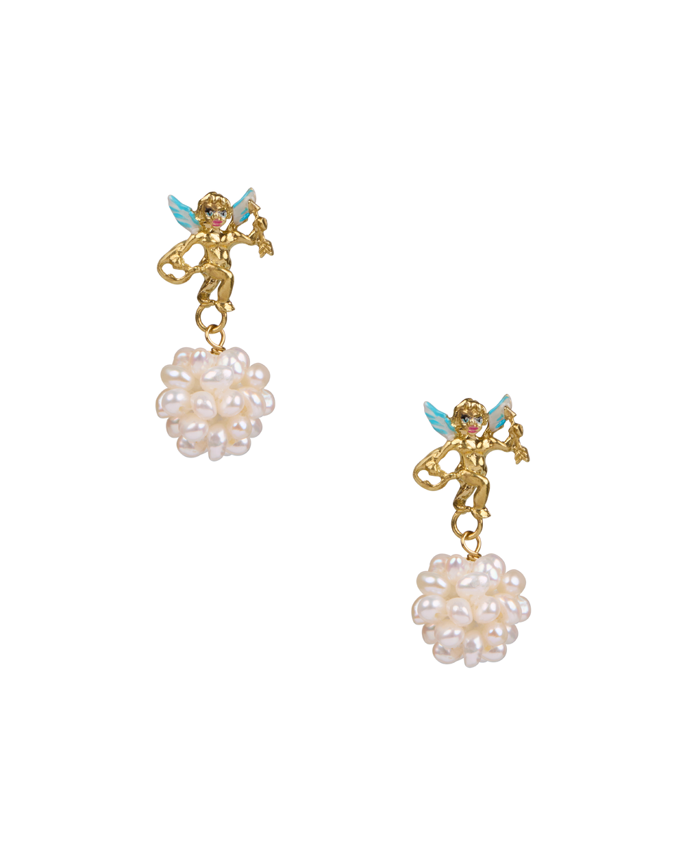 Eros Pearl Cluster Earrings in Bronze