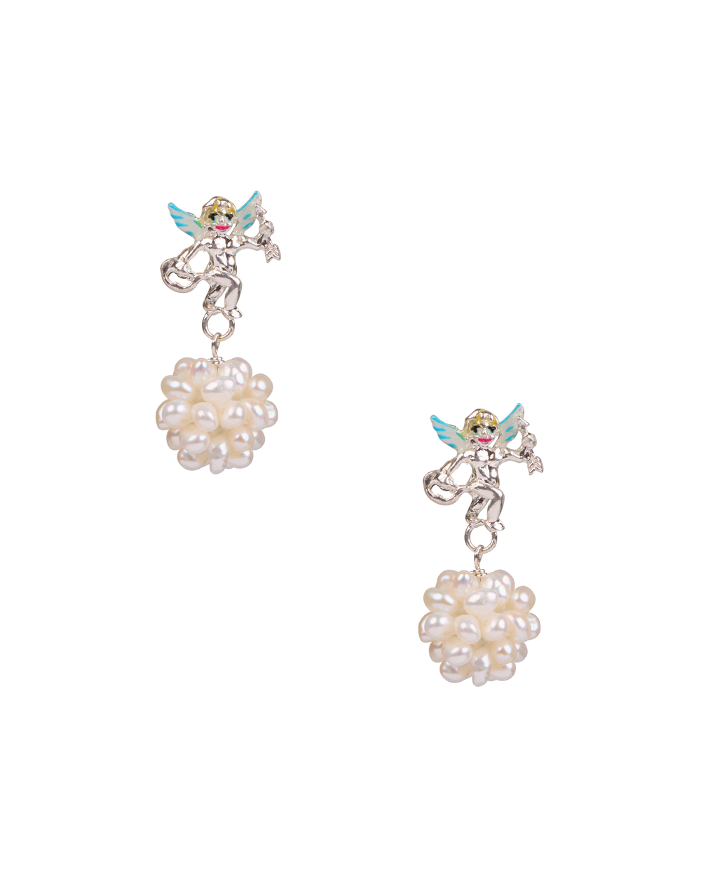 Eros Pearl Cluster Earrings in Sterling Silver