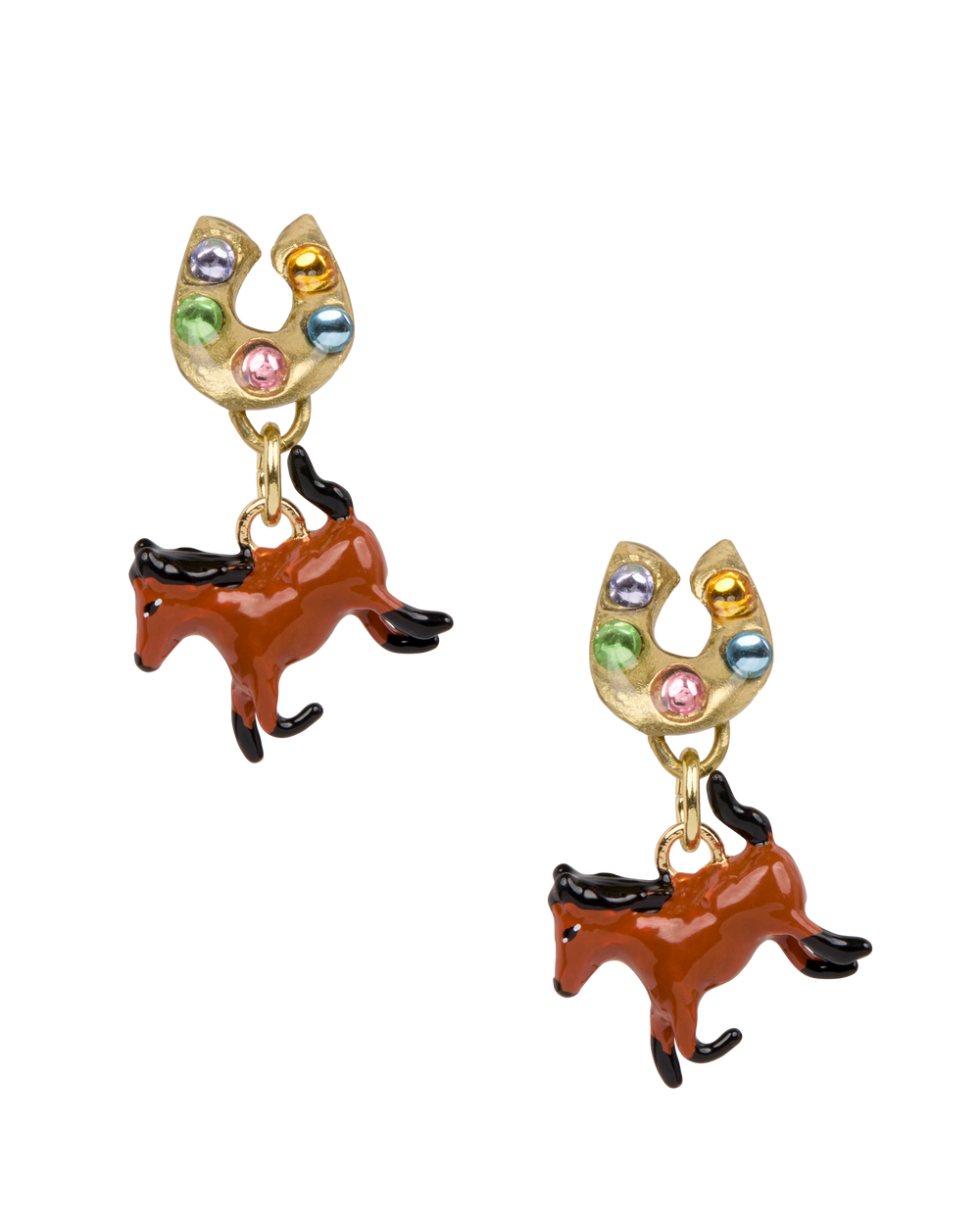 Lucky Horseshoe Horse Earrings