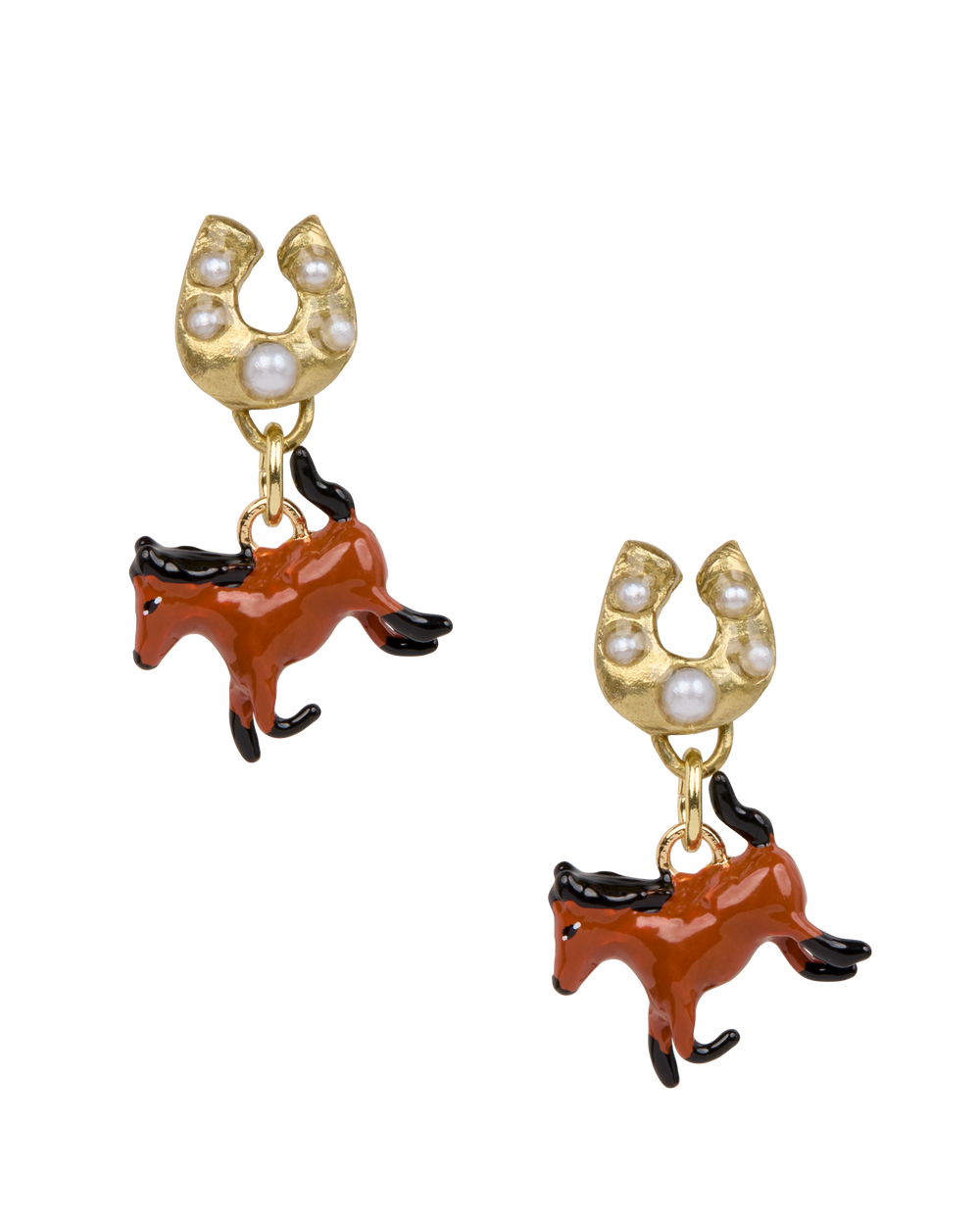 Lucky Horseshoe Horse Earrings