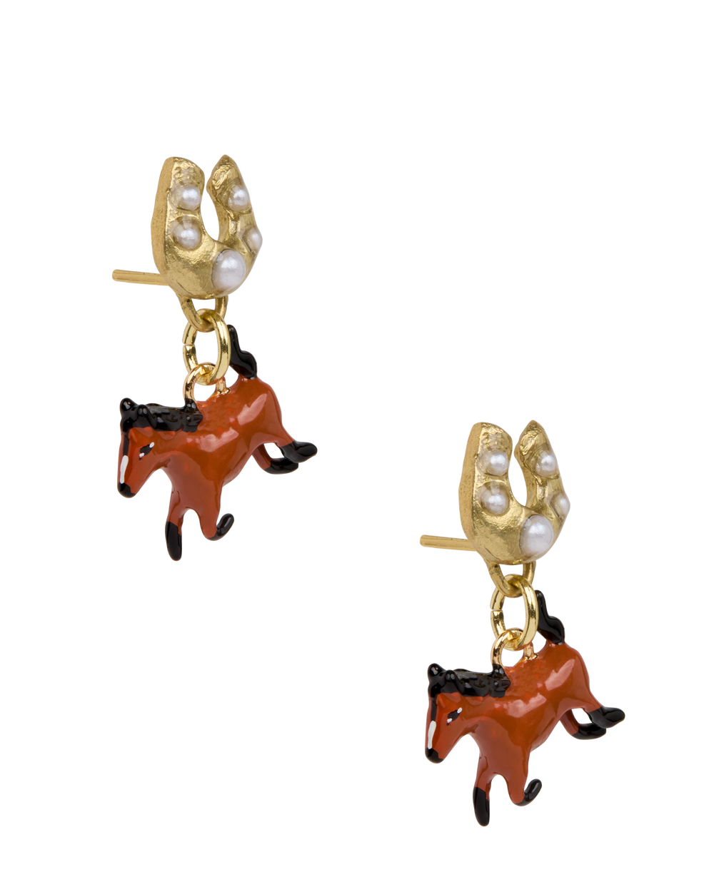 Lucky Horseshoe Horse Earrings