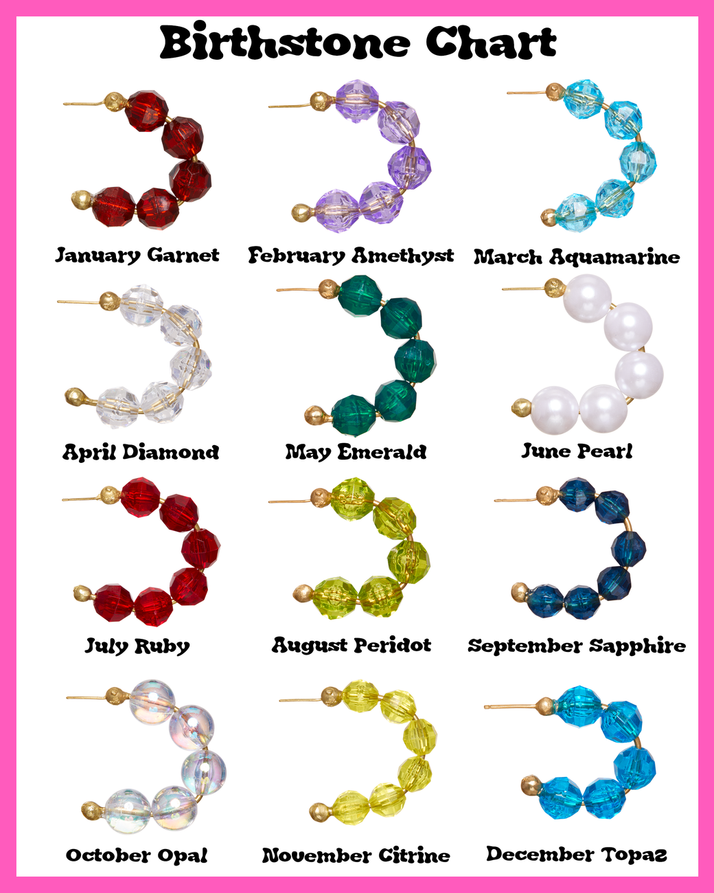 Zodiac Birthstone Hoops