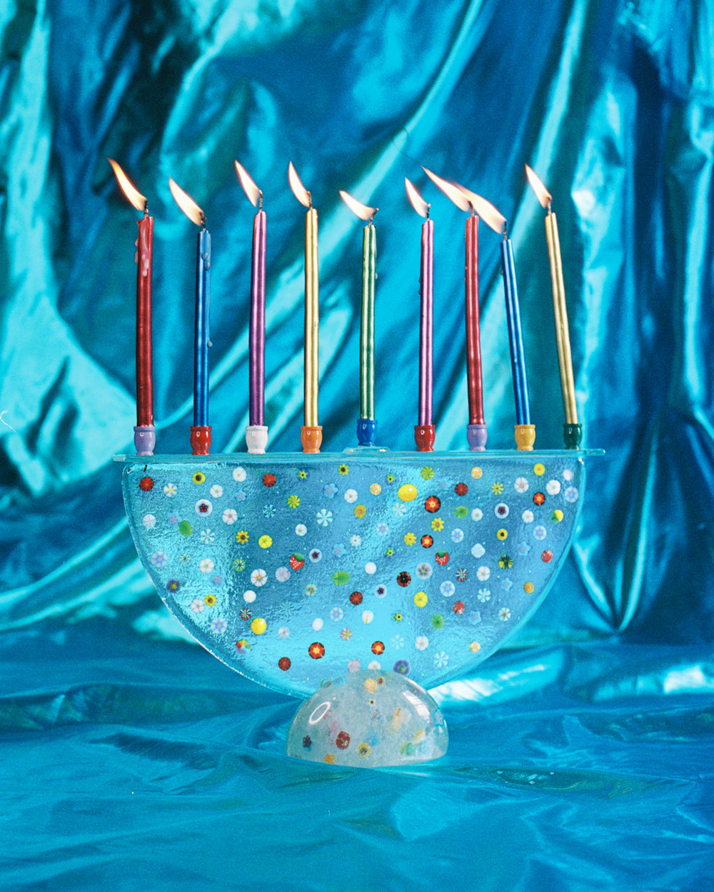 Colorful Metallic Menorah Candles