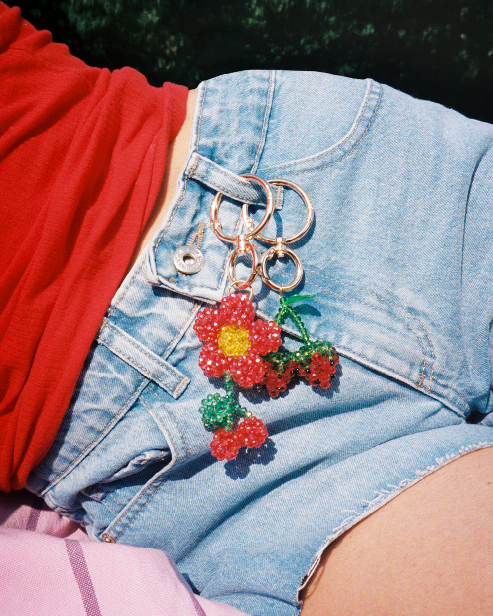 Red Anime Flower Bag Charm
