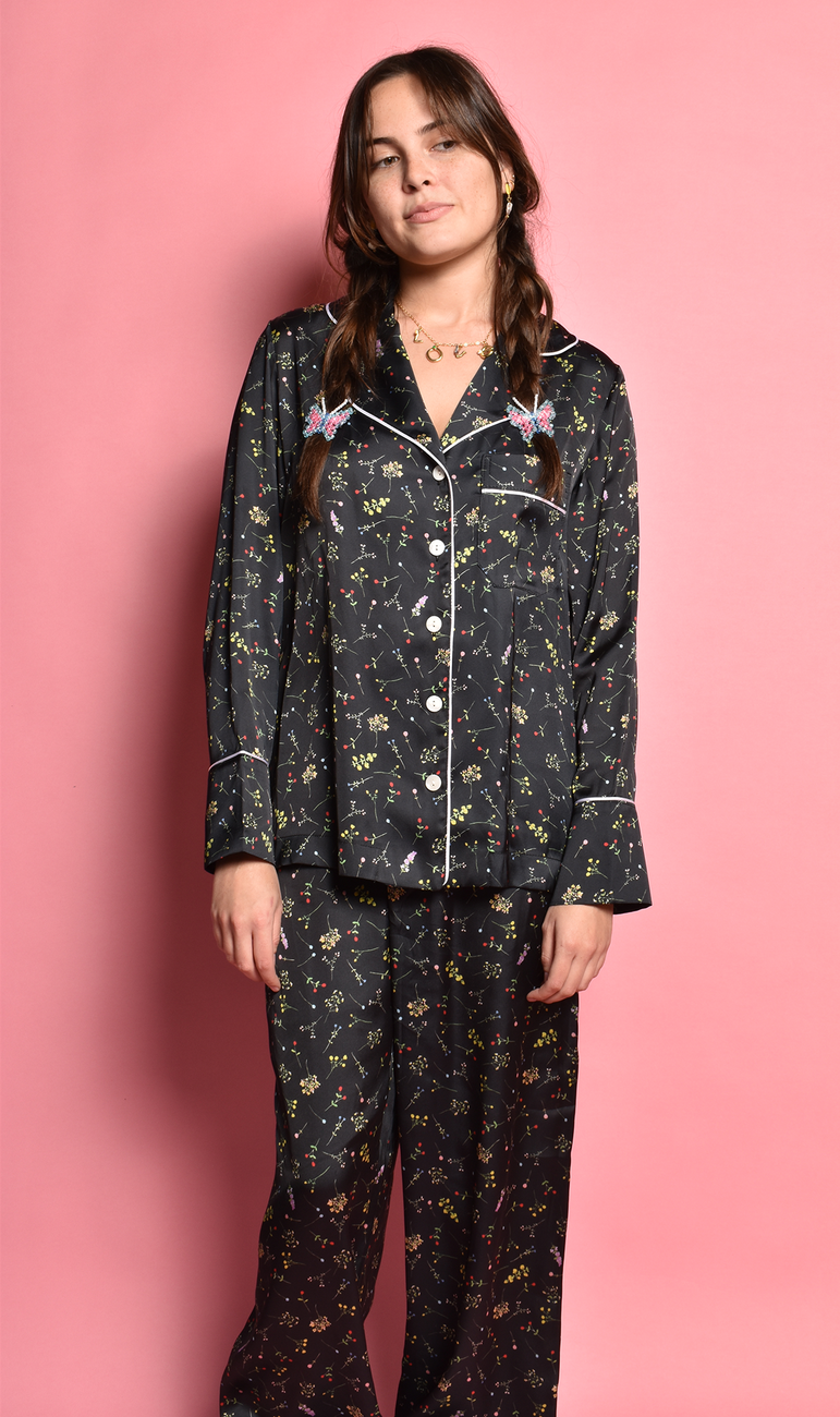 Vari Black Bloom Pajama Set