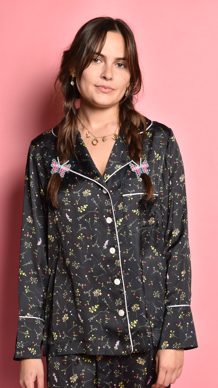 Vari Black Bloom Pajama Set