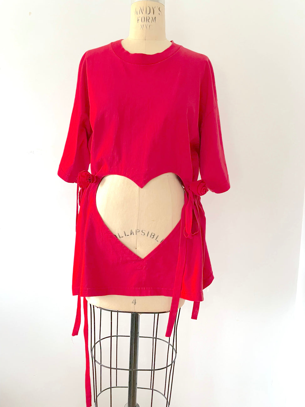 Sarah Aphrodite Double Heart Cut-Out Tee with Ties