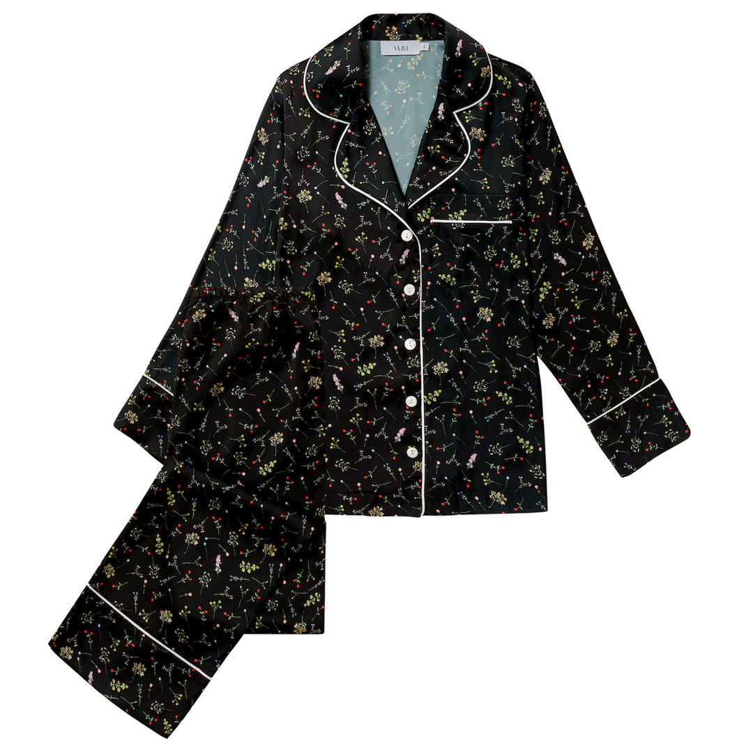 Vari Black Bloom Pajama Set