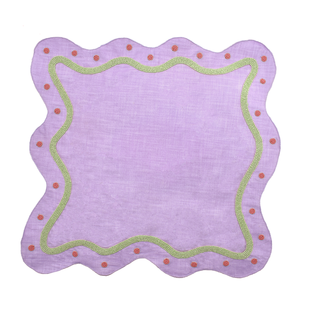 City Seed-Beaded Embroidered Napkin Set