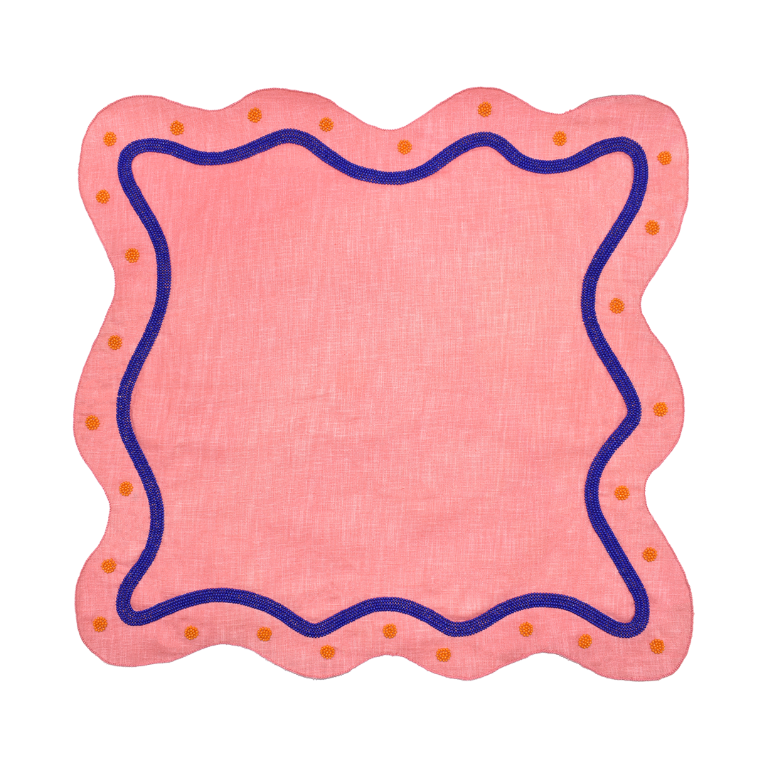 City Seed-Beaded Embroidered Napkin Set